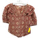 Anna Cate Size M Orange & cream Cotton Short Balloon Sleeve Geometric V Neck Top Orange & cream / M
