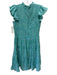 Oliphant Size M Green, Blue, White Cotton Ruffle Cap Sleeve Back Zip Dress Green, Blue, White / M