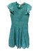 Oliphant Size M Green, Blue, White Cotton Ruffle Cap Sleeve Back Zip Dress Green, Blue, White / M