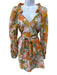 Gilner Farrar Size S White, Pink, Multi V Neck Long Sleeve Floral Sheer Dress White, Pink, Multi / S