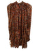 Marie Oliver Size XS Burgundy & Orange Silk & Metallic Abstract Print Dress Burgundy & Orange / XS