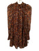 Marie Oliver Size XS Burgundy & Orange Silk & Metallic Abstract Print Dress Burgundy & Orange / XS