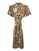 Sugarlips Size XS Cream White & Brown Cotton Botanical Print Button Front Dress Cream White & Brown / XS