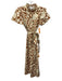 Sugarlips Size XS Cream White & Brown Cotton Botanical Print Button Front Dress Cream White & Brown / XS