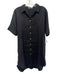 Lanhtropy Size S/M Black Linen 1/2 Sleeve Button Front Collared Shirt Dress Black / S/M