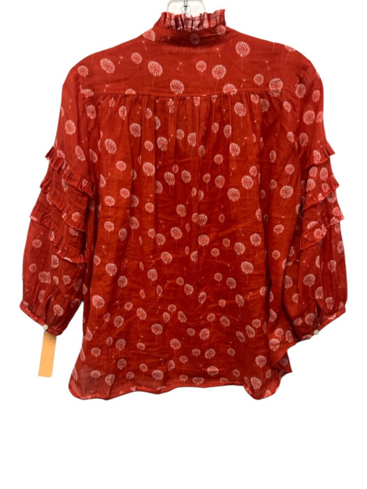Trovata Birds of Paradis Size XS Red Orange & White Ramie & Cotton Dandelion Top Red Orange & White / XS