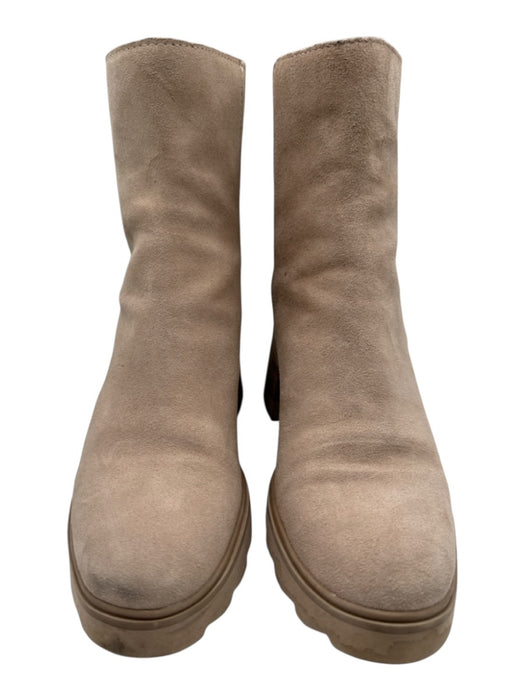Dolce Vita Shoe Size 9 Beige Leather Upper Suede Elastic Sides Back Zip Boots Beige / 9