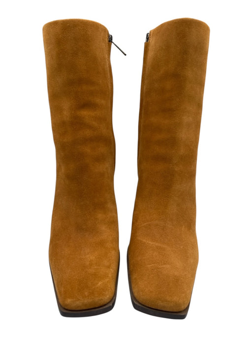 Sam Edelman Shoe Size 9.5 Tan Brown Leather Upper Suede Side Zip Ankle Boots Tan Brown / 9.5