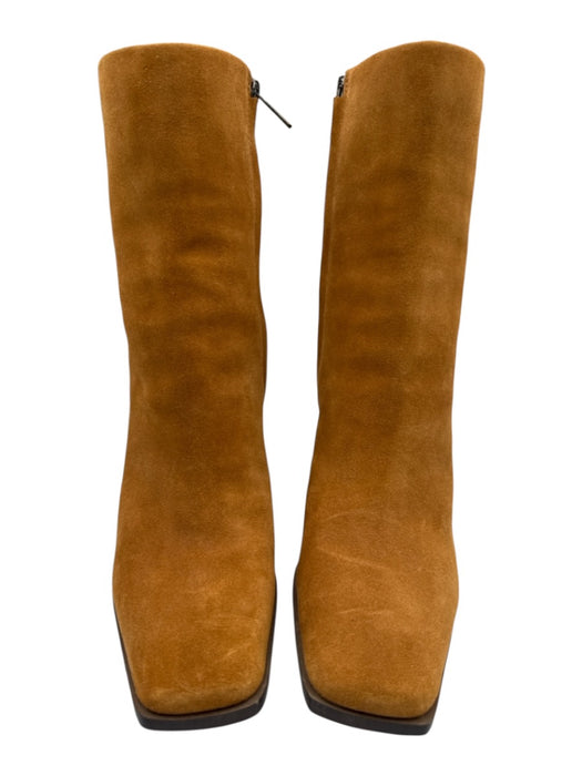 Sam Edelman Shoe Size 9.5 Tan Brown Leather Upper Suede Side Zip Ankle Boots Tan Brown / 9.5