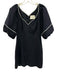 Hyacinth House Size S Navy Blue & White Linen & Rayon Short Puff Sleeve Dress Navy Blue & White / S
