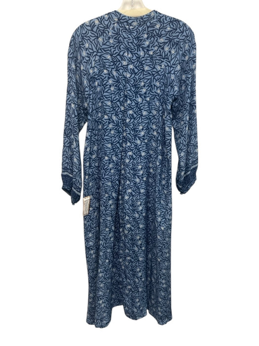 Natalie Martin Size XS Blue Multi Silk Long Sleeve Abstract Print Midi Dress Blue Multi / XS