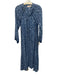 Natalie Martin Size XS Blue Multi Silk Long Sleeve Abstract Print Midi Dress Blue Multi / XS