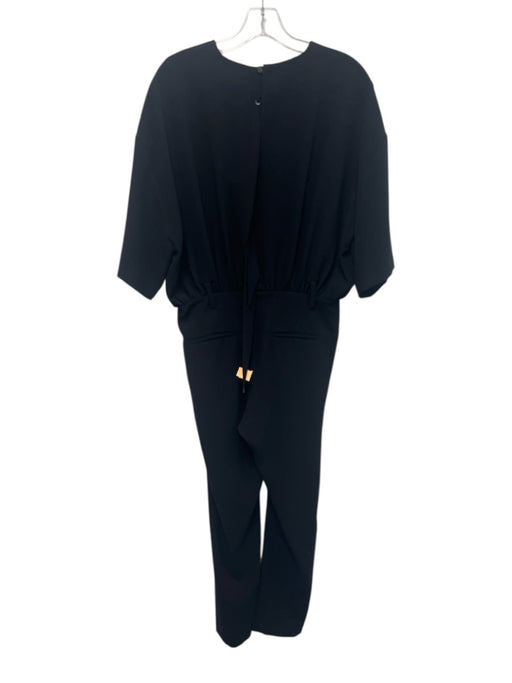 IRO Size 26 Black Polyester Short Sleeve Open Back Slim Leg Sash Jumpsuit Black / 26