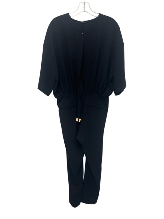 IRO Size 26 Black Polyester Short Sleeve Open Back Slim Leg Sash Jumpsuit Black / 26