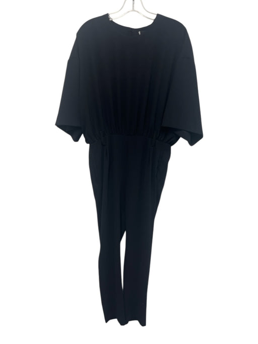 IRO Size 26 Black Polyester Short Sleeve Open Back Slim Leg Sash Jumpsuit Black / 26