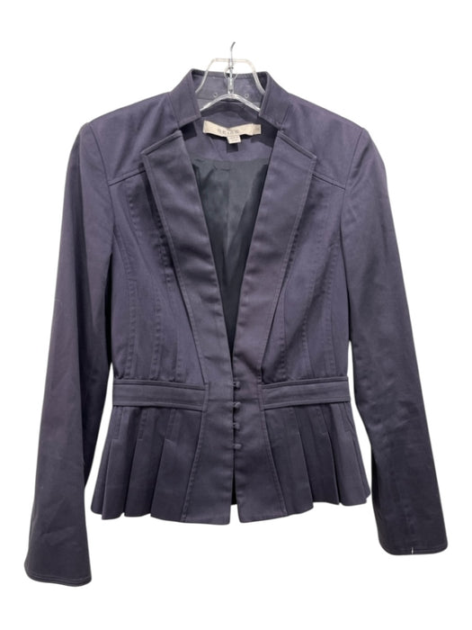 Reiss Size XS Slate Blue Cotton Blazer Button Front Pleated Peplum Jacket Slate Blue / XS