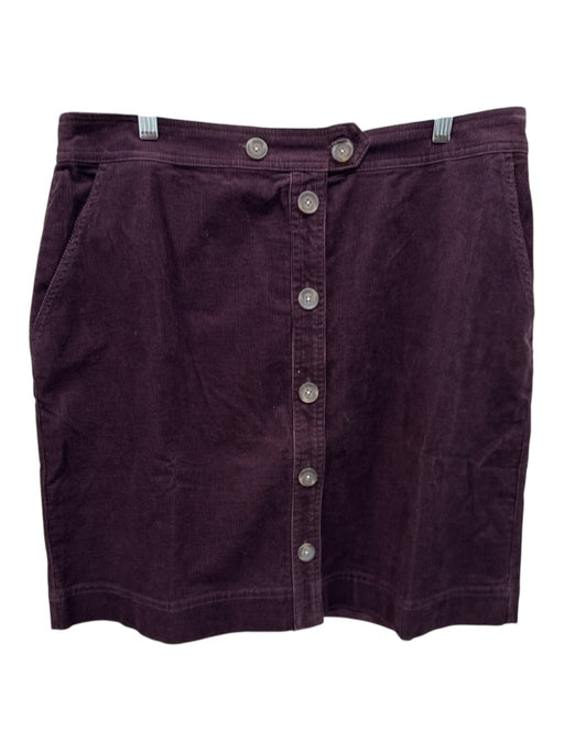 Boden Size 14 Eggplant Cotton Blend Corduroy Button Front Pockets Skirt Eggplant / 14