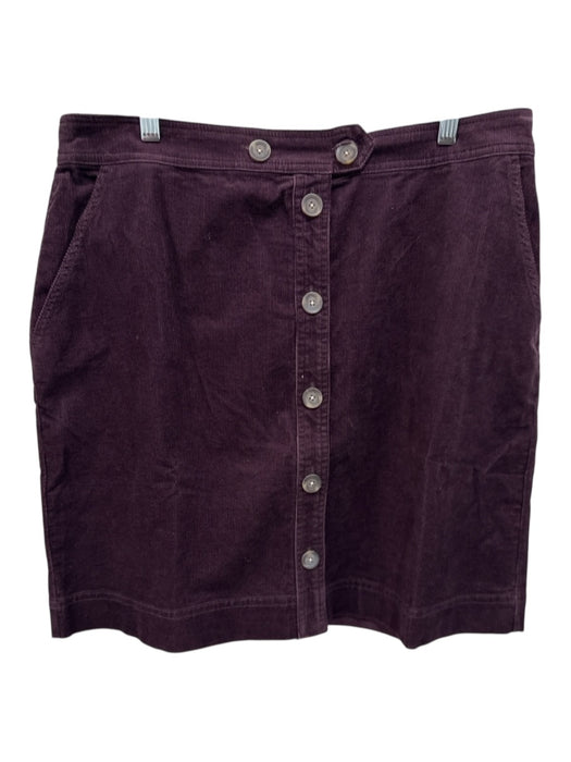 Boden Size 14 Eggplant Cotton Blend Corduroy Button Front Pockets Skirt Eggplant / 14