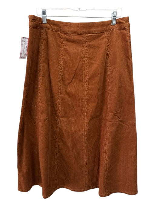Boden Size 12 Rust Brown Cotton Blend Corduroy Paneled Side Zip Skirt Rust Brown / 12