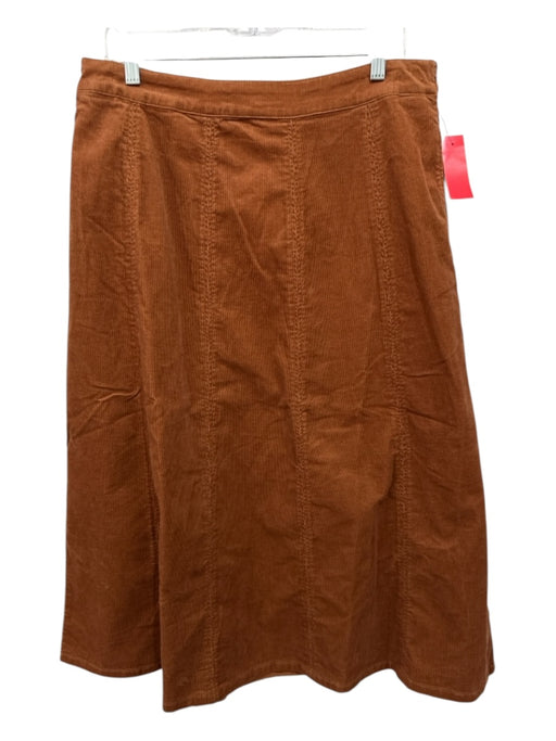 Boden Size 12 Rust Brown Cotton Blend Corduroy Paneled Side Zip Skirt Rust Brown / 12