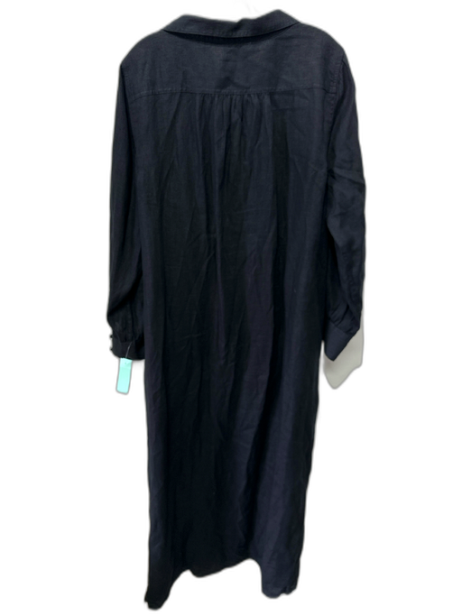 J. Crew Size XL Black Linen Long Sleeve V Neck Collar Shift Dress Black / XL