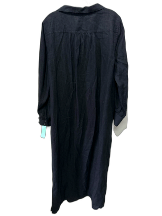 J. Crew Size XL Black Linen Long Sleeve V Neck Collar Shift Dress Black / XL