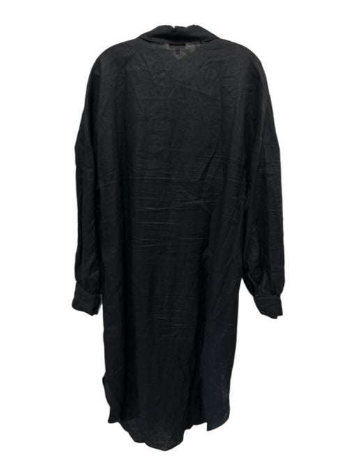 Jodi Melissa Size L Black Linen Button Front Shirt Dress Dress Black / L