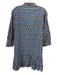 Elizabeth James the Label Size L Blue & Multi Cotton Split V Neck Pockets Dress Blue & Multi / L