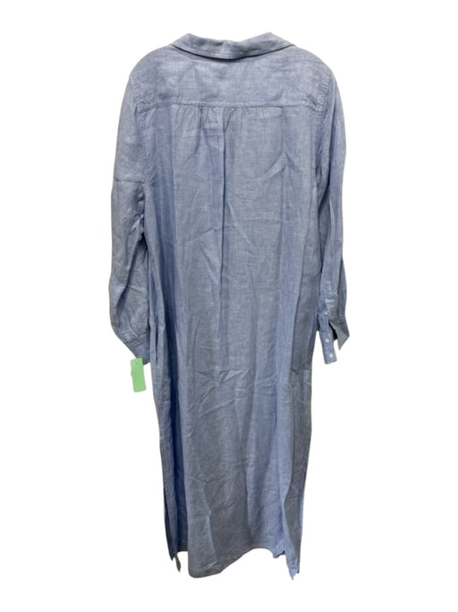 J. Crew Size XL Periwinkle Blue Linen Chest Pocket Maxi Slit Dress Periwinkle Blue / XL