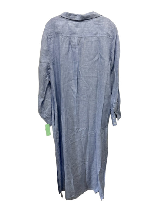 J. Crew Size XL Periwinkle Blue Linen Chest Pocket Maxi Slit Dress Periwinkle Blue / XL
