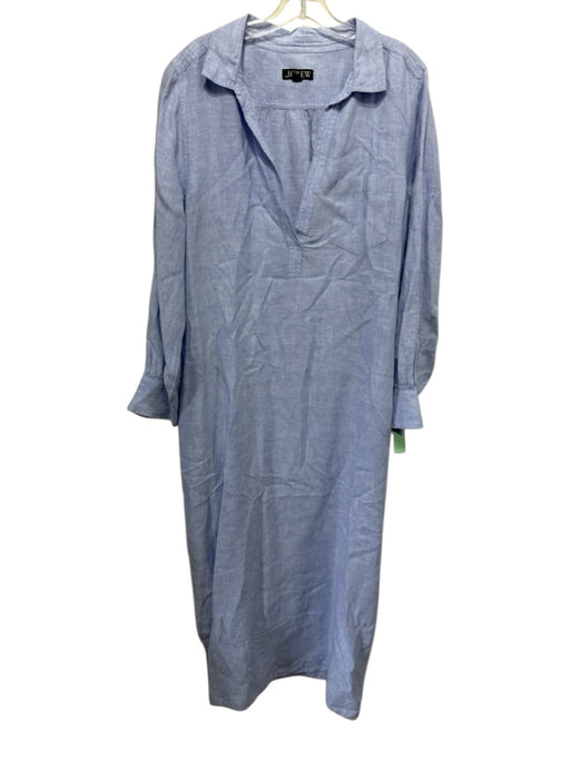 J. Crew Size XL Periwinkle Blue Linen Chest Pocket Maxi Slit Dress Periwinkle Blue / XL