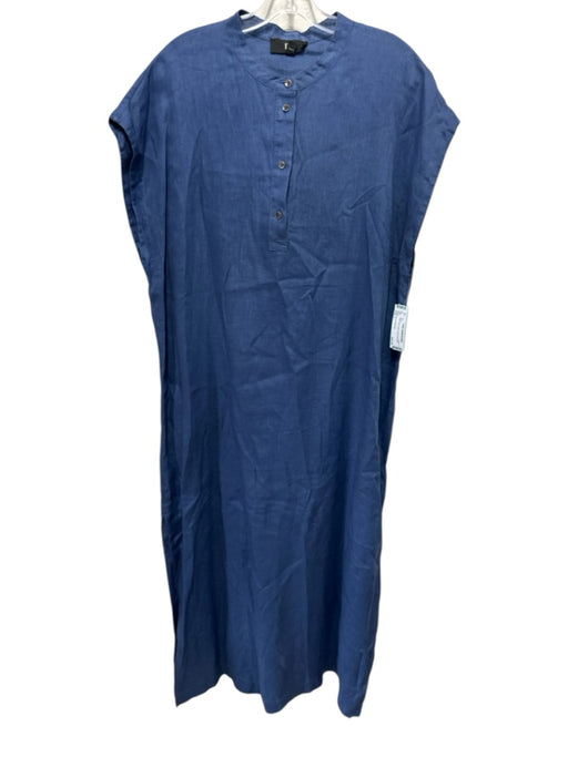 Banana Republic Size L Blue Linen Button Detail Dress Blue / L