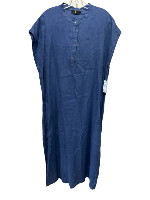 Banana Republic Size L Blue Linen Button Detail Dress Blue / L