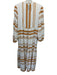 Pearl & Caviar Size S/M Cream & Orange Cotton Striped Tie Detail Dress Cream & Orange / S/M