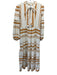 Pearl & Caviar Size S/M Cream & Orange Cotton Striped Tie Detail Dress Cream & Orange / S/M