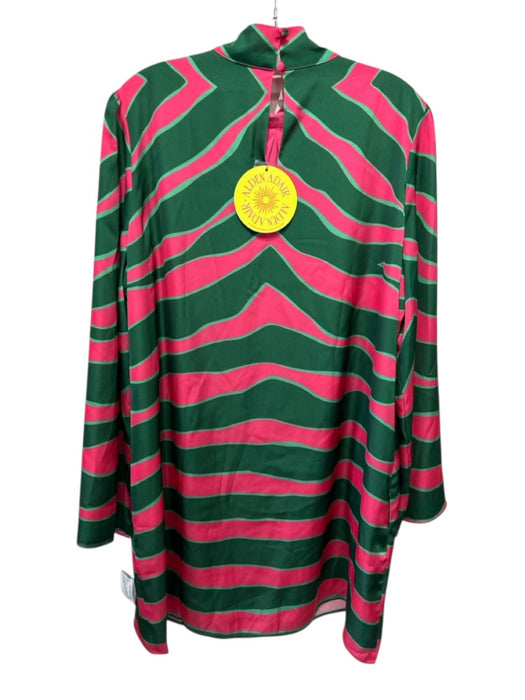Alden Adair Size L Green & Pink Polyester Striped Keyhole Back Pockets Dress Green & Pink / L
