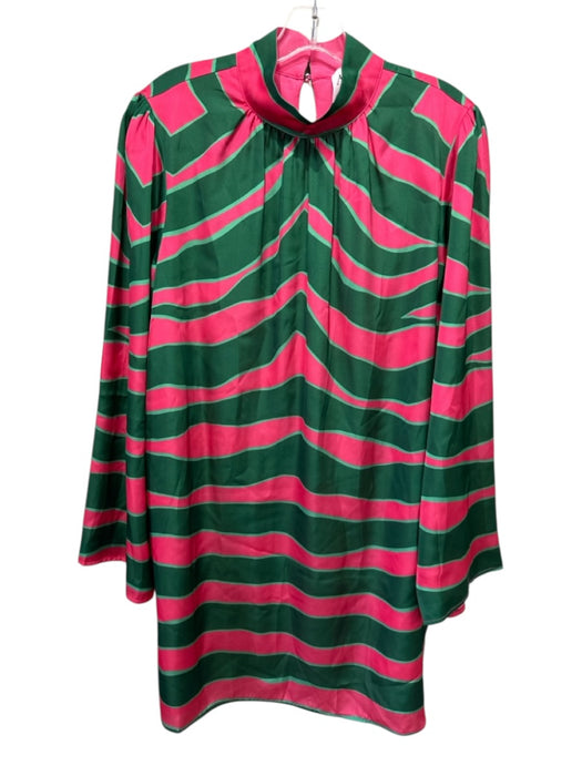 Alden Adair Size L Green & Pink Polyester Striped Keyhole Back Pockets Dress Green & Pink / L