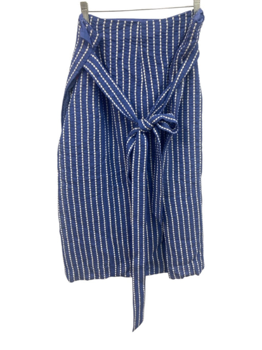 Ann Mashburn Size XL Blue & White Cotton Wrap Skirt Embroidered Pockets Skirt Blue & White / XL