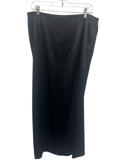 Brooks Brothers Size 14 Black Satin Pockets Back Slit Maxi Skirt Black / 14