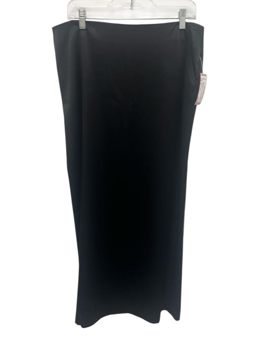 Brooks Brothers Size 14 Black Satin Pockets Back Slit Maxi Skirt Black / 14