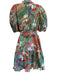 Vince Camuto Size 12 Blue & Multi Cotton Blend Short Puff Sleeve Midi Dress Blue & Multi / 12