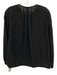 Ann Mashburn Size M Black Cotton Long Sleeve Cut Outs Split Neck Dots Top Black / M