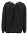 Ann Mashburn Size M Black Cotton Long Sleeve Cut Outs Split Neck Dots Top Black / M