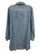 Wrangler Size L Light Wash Cotton Button Up Denim Long Sleeve Midi Dress Light Wash / L