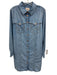 Wrangler Size L Light Wash Cotton Button Up Denim Long Sleeve Midi Dress Light Wash / L