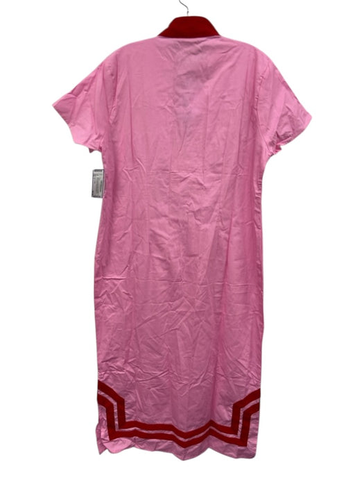 Sail To Sable Size L Pink & Red Cotton Tunic Maxi Embroidered Design Dress Pink & Red / L