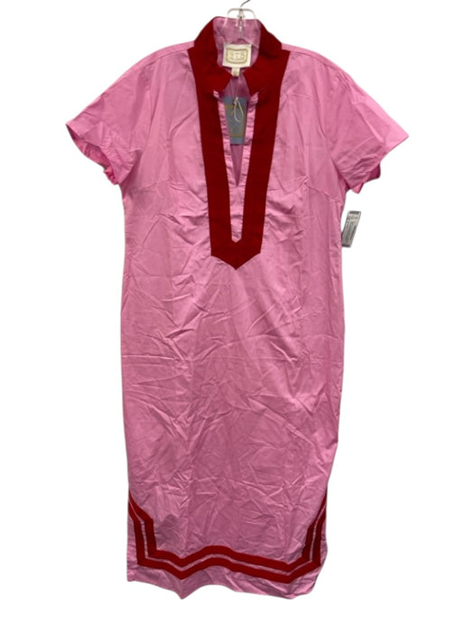 Sail To Sable Size L Pink & Red Cotton Tunic Maxi Embroidered Design Dress Pink & Red / L