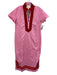 Sail To Sable Size L Pink & Red Cotton Tunic Maxi Embroidered Design Dress Pink & Red / L