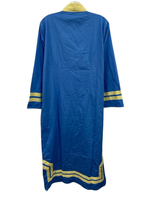 Sail To Sable Size L Blue & Yellow Cotton Caftan Maxi Embroidered Design Dress Blue & Yellow / L