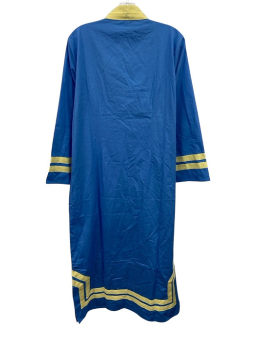 Sail To Sable Size L Blue & Yellow Cotton Caftan Maxi Embroidered Design Dress Blue & Yellow / L